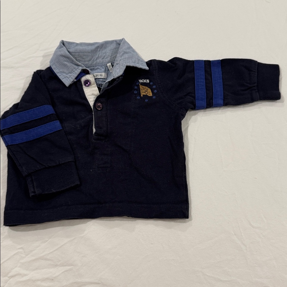 Ikks Dark Polo Shirt with Blue Accents